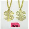 Image 1 : 2 New Large Hip Hop Dollar Sign on 28" Chain