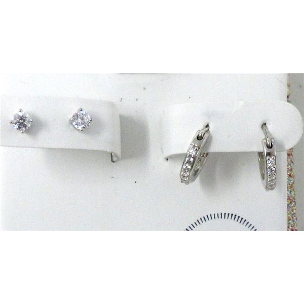 New Sterling Silver Swarovski Zirconia Earring Set