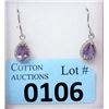 Image 1 : New 2.5 CT Amethyst & Diamond Dangle Earrings