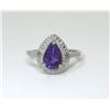 Image 1 : Sterling Silver Amethyst & Diamond Ring