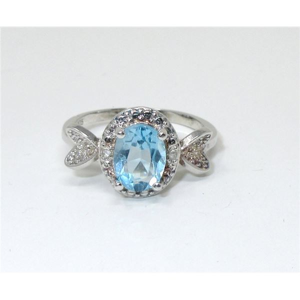 1.6 CT Blue Topaz & Diamond Dinner Ring