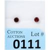 Image 1 : New 14 KT White Gold Garnet Stud Earrings