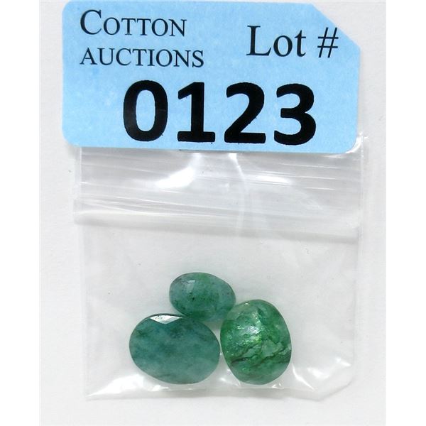 3 Oval Cut Emerald Gemstones - 25 CTW