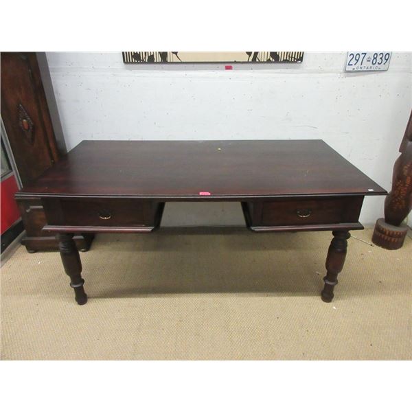 Large 1930s Mahogany Desk with 2 Drawers