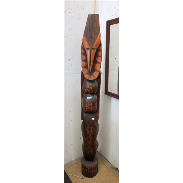 6 Foot Tall Carved Wood Statue - 10  Diameter