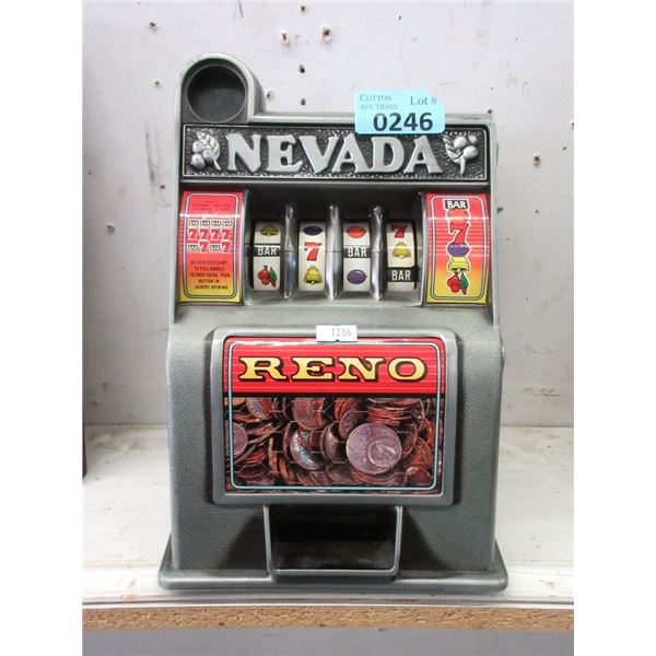 Metal Slot Machine Toy - 8  x 8  x 11  tall.