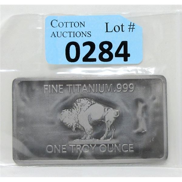 1 Oz .999 Fine Titanium USA Mint Buffalo Bar