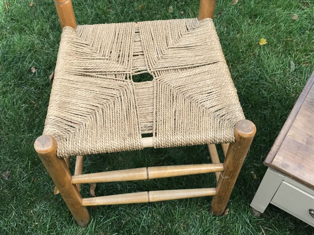 Ladder Back Chair with Woven String Seat