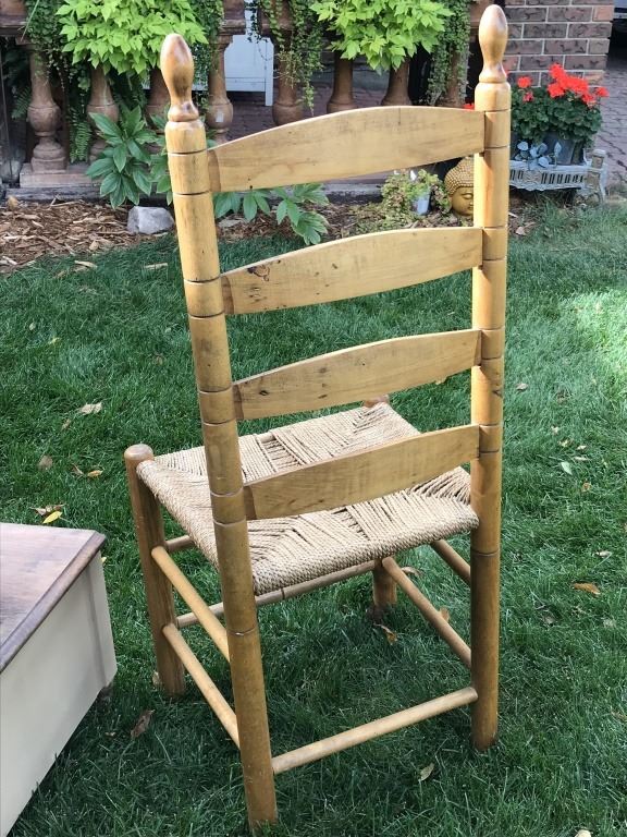 Ladder Back Chair with Woven String Seat