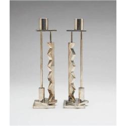 Ettore Sottsass - Pair of "Silvershade" candl