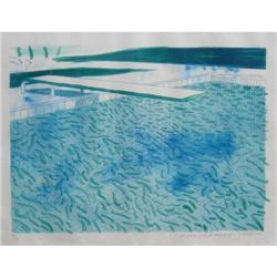 David Hockney Lithograph of Water made of thick..