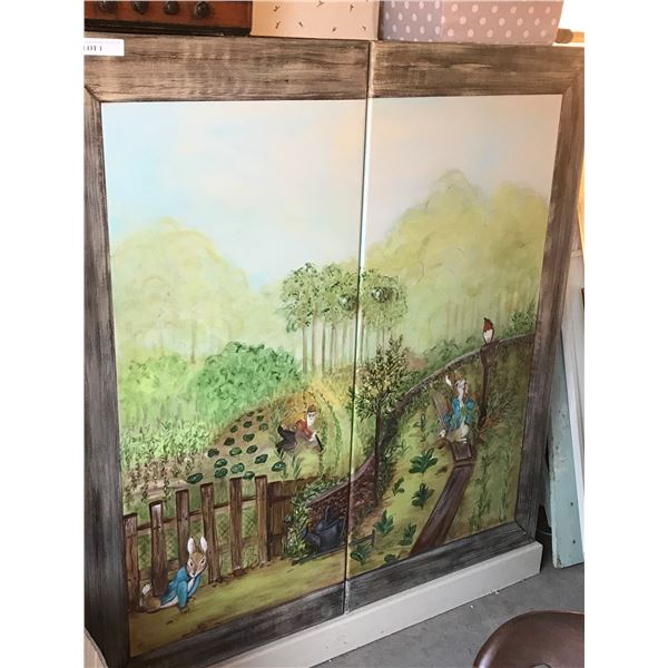 Beautiful Hand Painted Cabinet with Peter Rabbit Scene
