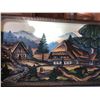 Image 3 : Ceramic bunny, resin outdoor lamb & girl statue, wood 3D landscape Chalet picture