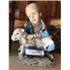 Image 4 : Ceramic bunny, resin outdoor lamb & girl statue, wood 3D landscape Chalet picture