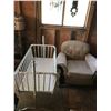 Image 1 : Vintage baby cradle (white), Fabric chair with wood legs