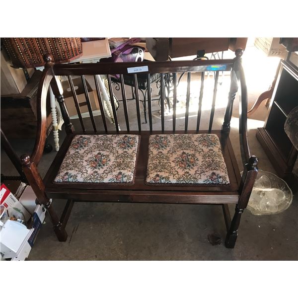 Vintage love seat (wooden frame, upholstered seat)