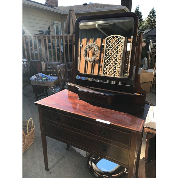 Wood vanity with mirror
