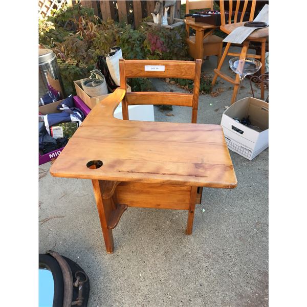 Vintage child's school desk with inkwell and drawer