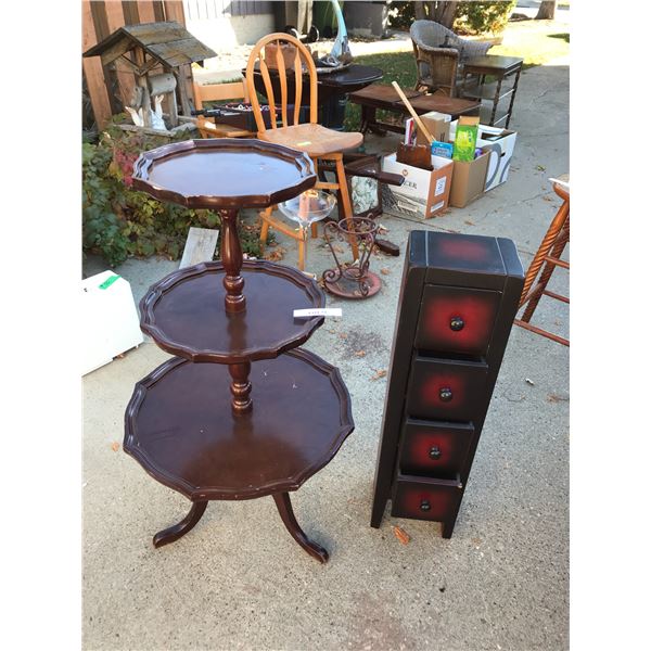 3 tier round wood table