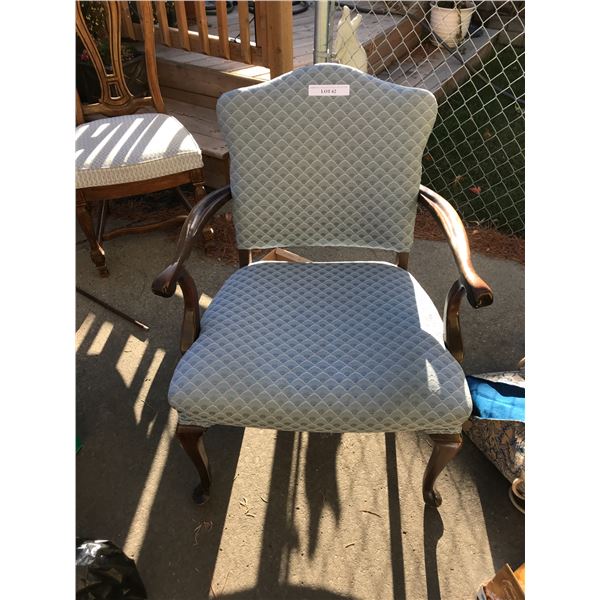 Upholstered side chair (wood arms, legs)