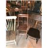 Image 1 : Asst wood folding chairs (x3), wooden rocking chair (ornate, carved)