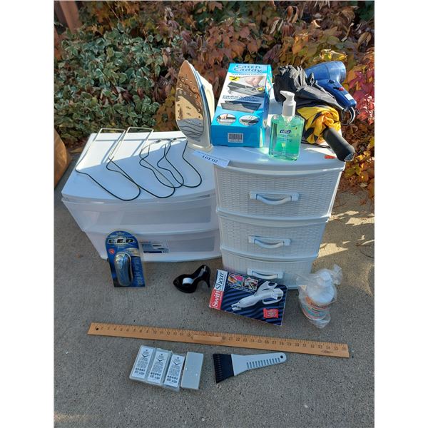 2 set plastic storage drawers, Catch Caddy, Revlon 1600 hair dryer, Swift Sheer cordless electric sc