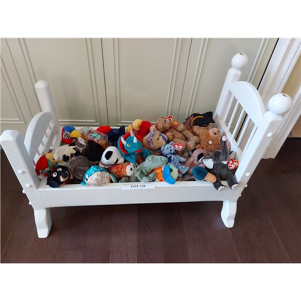 Asst TY toy collection, white toy bed frame
