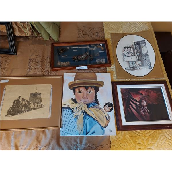 Asst artwork, framed (paintings, pencil work) incl. Indigenous art