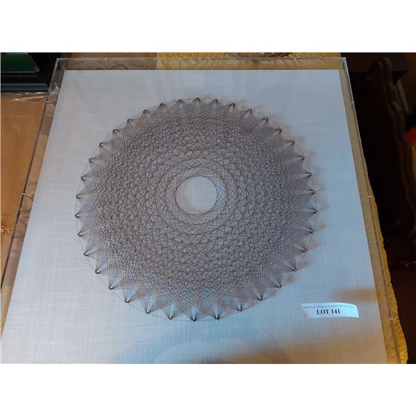 String art (framed),  Tiger painting print (x2, artist: Gail Adams)