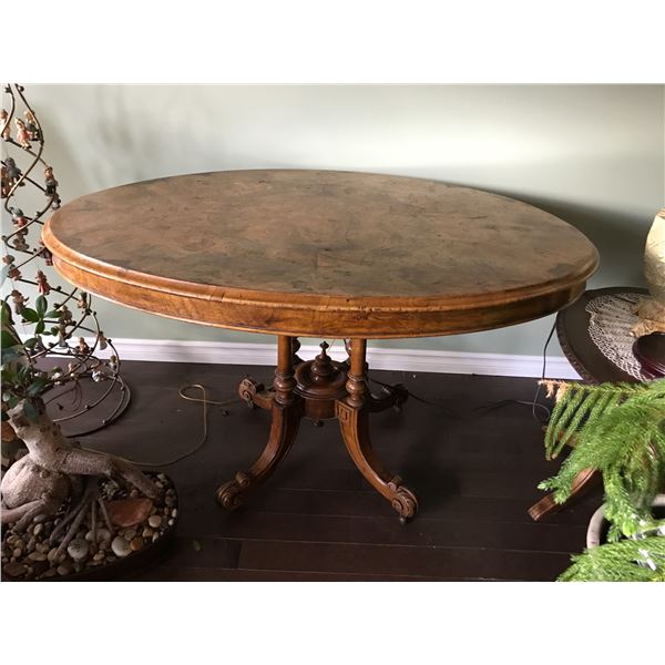 Ornate oval burr walnut  table