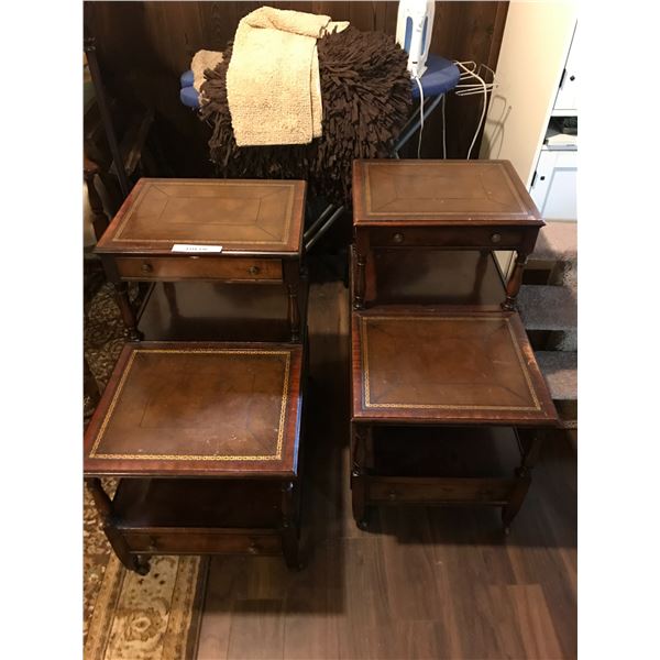 3 Wood side tables & drawers