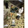 Image 4 : Tiny brass rocking chair, topiary silk flowers, 2 wall sconces, metal rooster and farm animals, gree