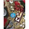 Image 5 : Framed Christmas print, Christmas balls, wreaths, large pine cones, large red ornaments, bows, tin C