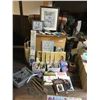 Image 1 : Metal wall décor, bathroom accessory, sewing supplies, microscope kit, selection of books, blinds, v