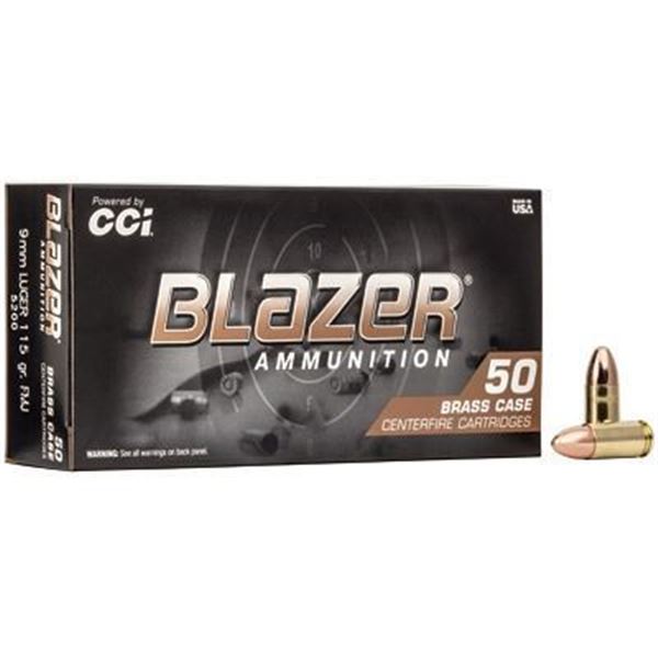 BLAZER BRASS 9MM 115 FMJ - 50 Rds