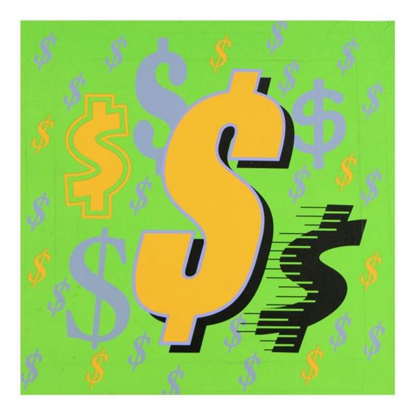 Steve Kaufman (1960-2010) "Dollar Signs (Green Italic)" Limited Edition Hand Pulled Silkscreen on Ca