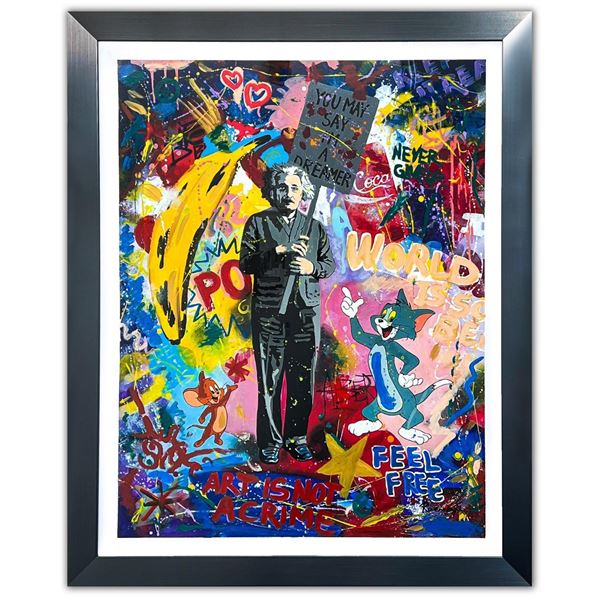 Nastya Rovenskaya- Original Mixed Media on Paper "You May Say I'm a Dreamer"
