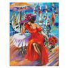 Image 1 : Yana Rafael, "Lady in Red on Balcony" Hand Signed Original Painting on Canvas with COA.