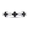 Image 2 : Round Black Color Enhanced Diamond Clover Band Ring 1/4 Cttw 10KT White Gold