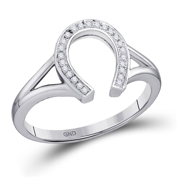 Round Diamond Lucky Horseshoe Ring 1/20 Cttw 10KT White Gold