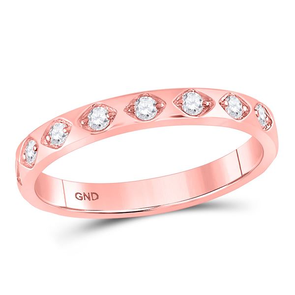 Round Diamond Flush Diamond Shape Stackable Band Ring 1/5 Cttw 10KT Rose Gold