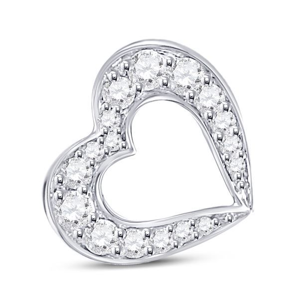 Round Diamond Outline Heart Pendant 1/6 Cttw 10KT White Gold