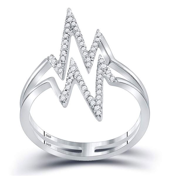 Round Diamond Double Heartbeat Ring 1/5 Cttw 10KT White Gold