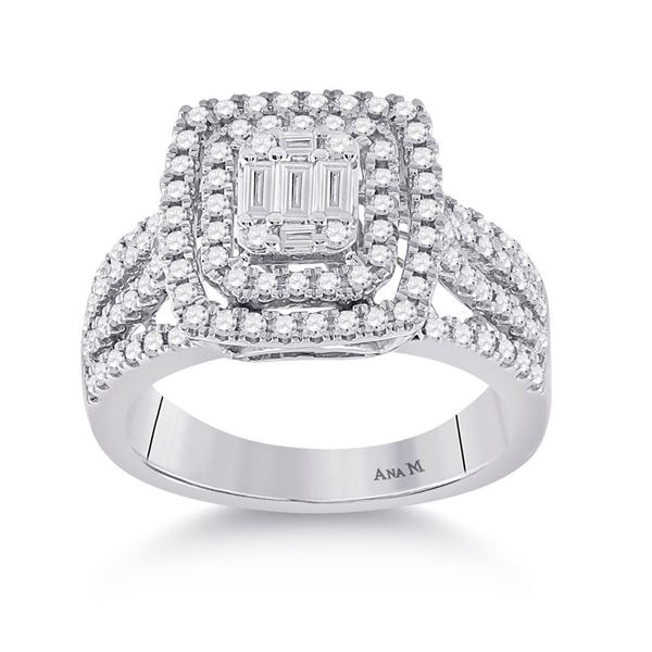 Baguette Diamond Square Ring 7/8 Cttw 14KT White Gold
