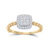 Image 1 : Round Diamond Square Ring 1/3 Cttw 10KT Yellow Gold