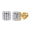 Image 1 : Round Diamond Square Earrings 1/3 Cttw 10KT Yellow Gold