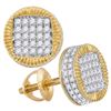 Image 1 : Round Diamond Fluted Circle Stud Earrings 1/2 Cttw 10KT Yellow Gold