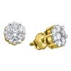 Image 1 : Round Diamond Flower Cluster Earrings 1/2 Cttw 10KT Yellow Gold