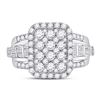 Image 2 : Round Diamond Rectangle Cluster Ring 1-3/4 Cttw 14KT White Gold