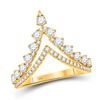 Image 1 : Round Diamond Chevron Band Ring 3/4 Cttw 14KT Yellow Gold